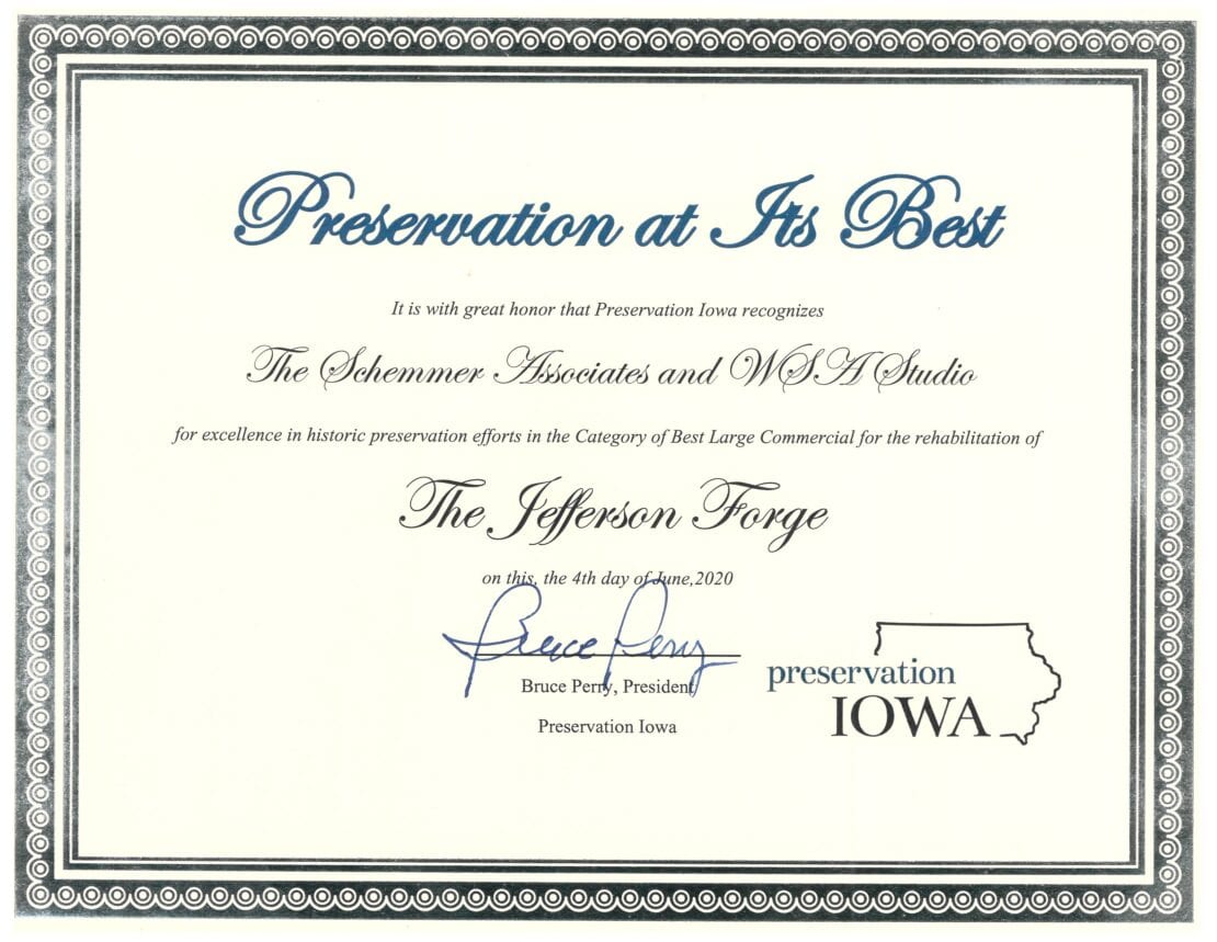 Preservation at Its Best Award The Forge
